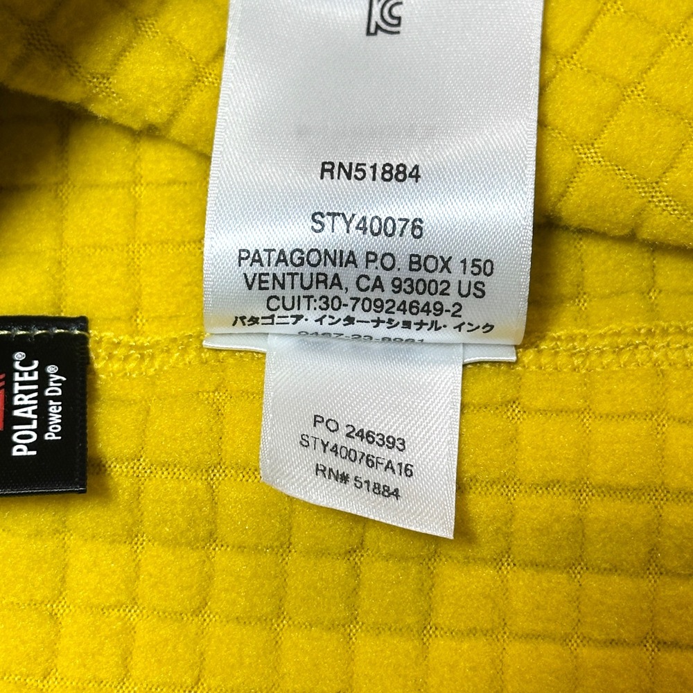 Patagonia R1 Hoody Womens XL Polartec Power Grid Half Zip Waffle Fleece Yellow - Picture 7 of 12